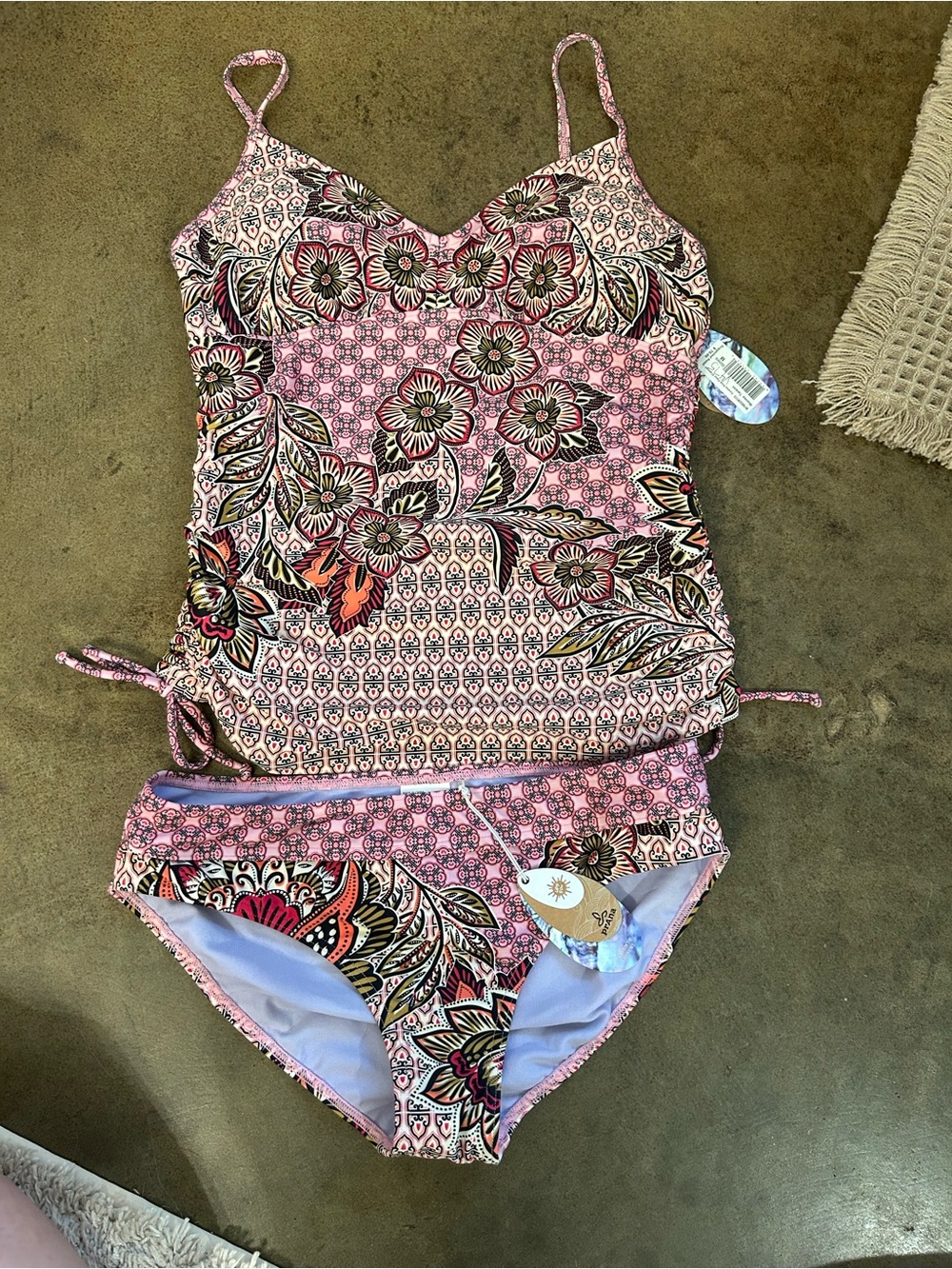 Prana Pink Floral Tankini Set